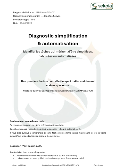 Couverture exemple rapport - Diagnostic AUTOMATISATION